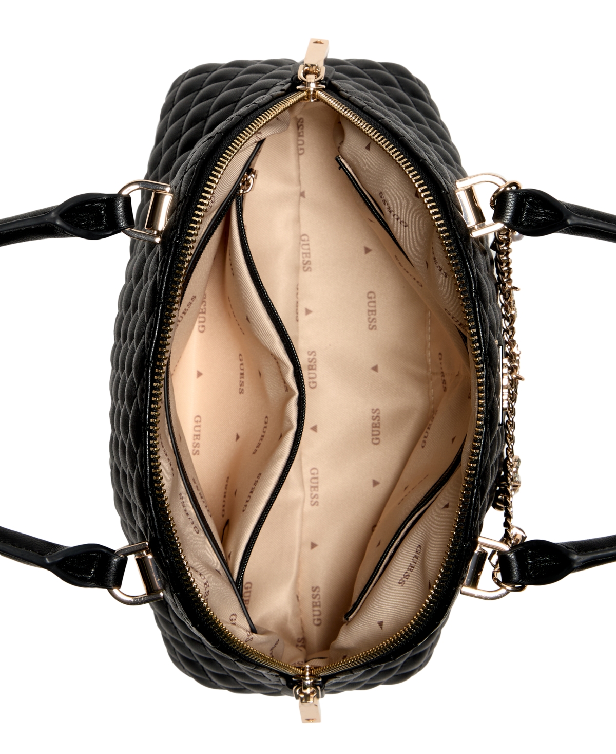 GUESS EVERLEE QUILTED DOME SATCHEL BAG 
