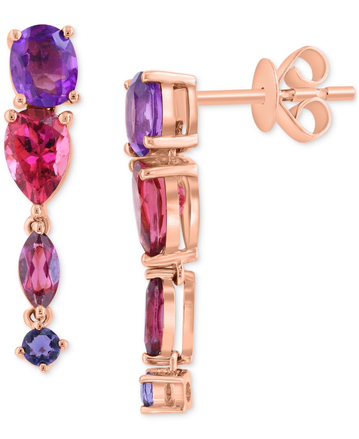 Effy Collection Effy Multi-gemstone Mixed-cut Drop Earrings (1-3/4 Ct. T.w.) In 14k Rose Gold