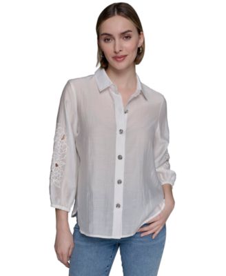 KARL LAGERFELD PARIS - Women's Floral Cutout Blouse