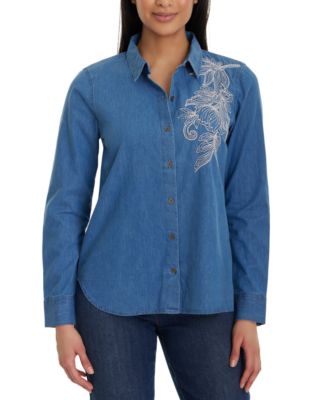Gloria Vanderbilt - Women's Laine Cotton Embroidered Shirt