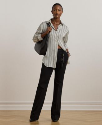 Women's Relaxed-Fit Striped Satin Shirt