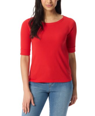 Gloria Vanderbilt - Women's Alanis Boat Neck Cuffed-Sleeve T-Shirt