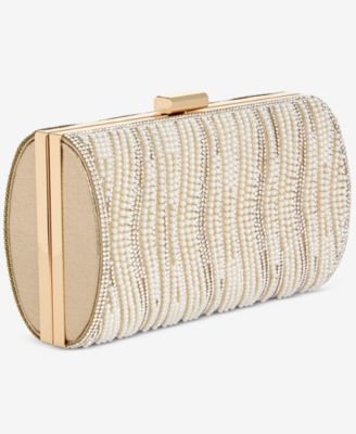 Randdi Wavy Imitation Pearl Clutch, Exclusively at Macy's