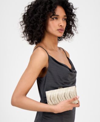 Randdi Wavy Imitation Pearl Clutch, Exclusively at Macy's