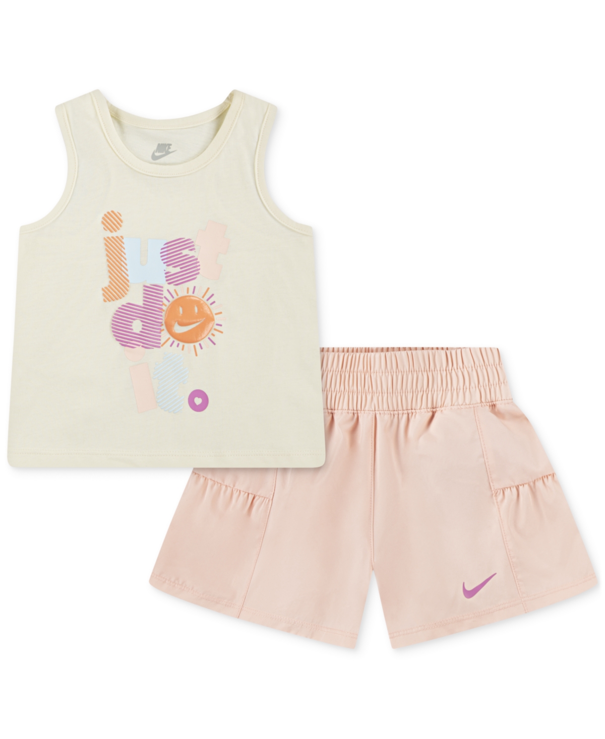 Nike Little Girls Sunny Swoosh Tank Top & Shorts, 2 Piece Set