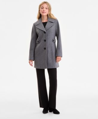 Women's Single-Breasted Notched-Collar Peacoat
