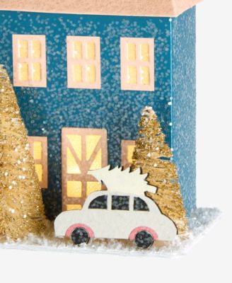 LED Paper Blue House Ornament, Macy's Exclusive