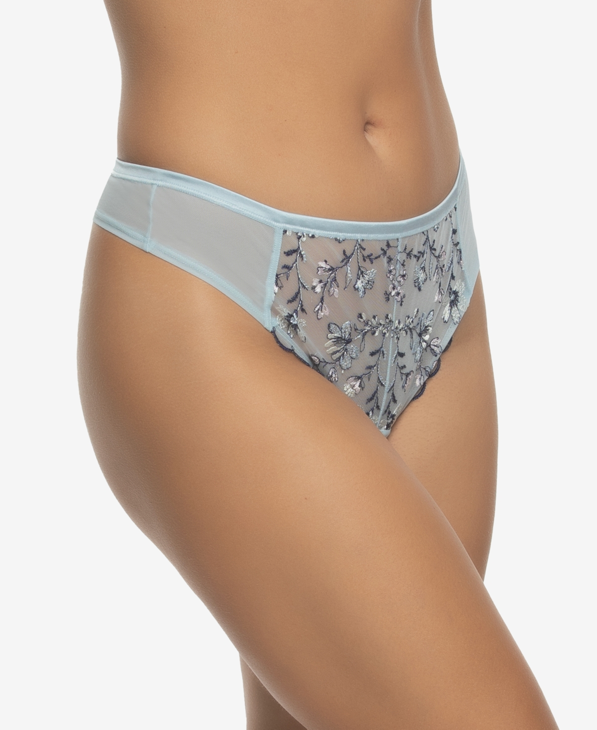Paramour Women's Allure Embroidered Overlay Thong Panty