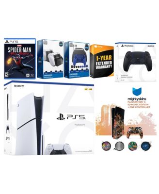 Playstation 5 Slim Disc with Spider-Man: Miles Morales, Extra Controller, Gamer Kit, Charge Dock and MightySkins Decal Voucher + 1 Year CPS Exten
