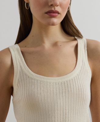 Women's Rib-Knit Linen-Blend Sweater Tank Top