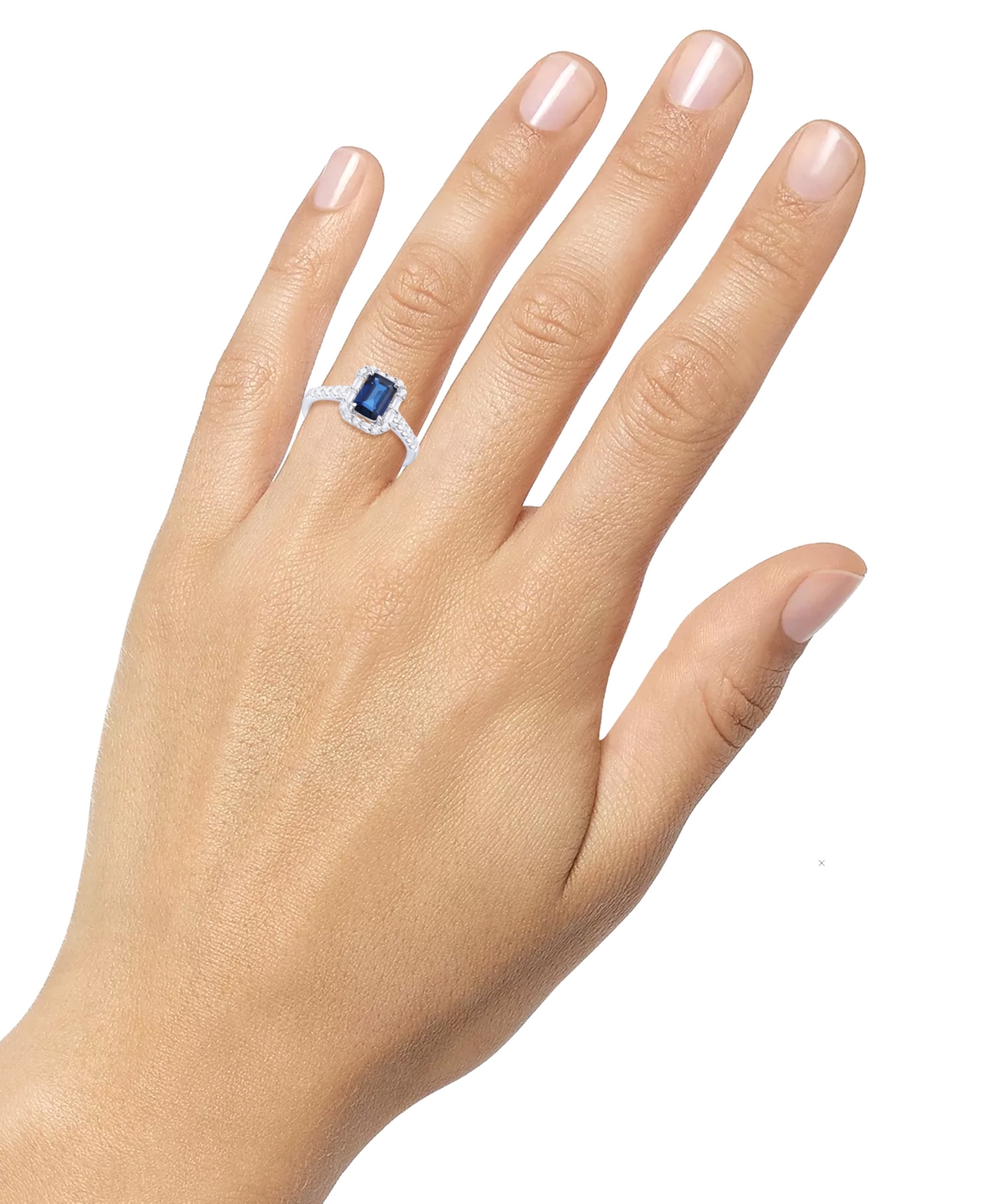 Macy's Emerald (1 Ct. T.w.) & Diamond (3/8 Ct. T.w.) Round & Baguette Halo Ring In 14k Gold (also In Ruby &