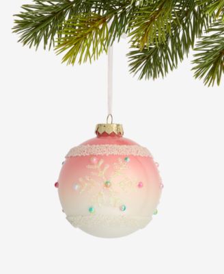 Holiday Lane - Sugar Plum Glass Snowflake Ball Ornament