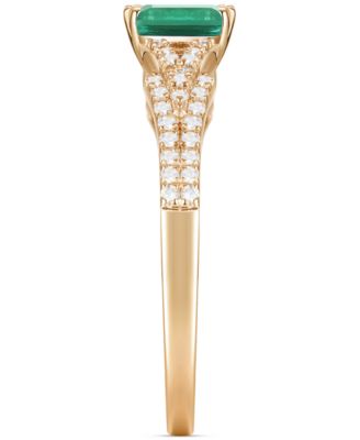 Emerald (5/8 ct. t.w.) & Diamond (1/4 ct. t.w.) Ring in 14k Gold (Also in Ruby & Sapphire)