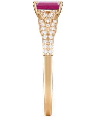 Emerald (5/8 ct. t.w.) & Diamond (1/4 ct. t.w.) Ring in 14k Gold (Also in Ruby & Sapphire)