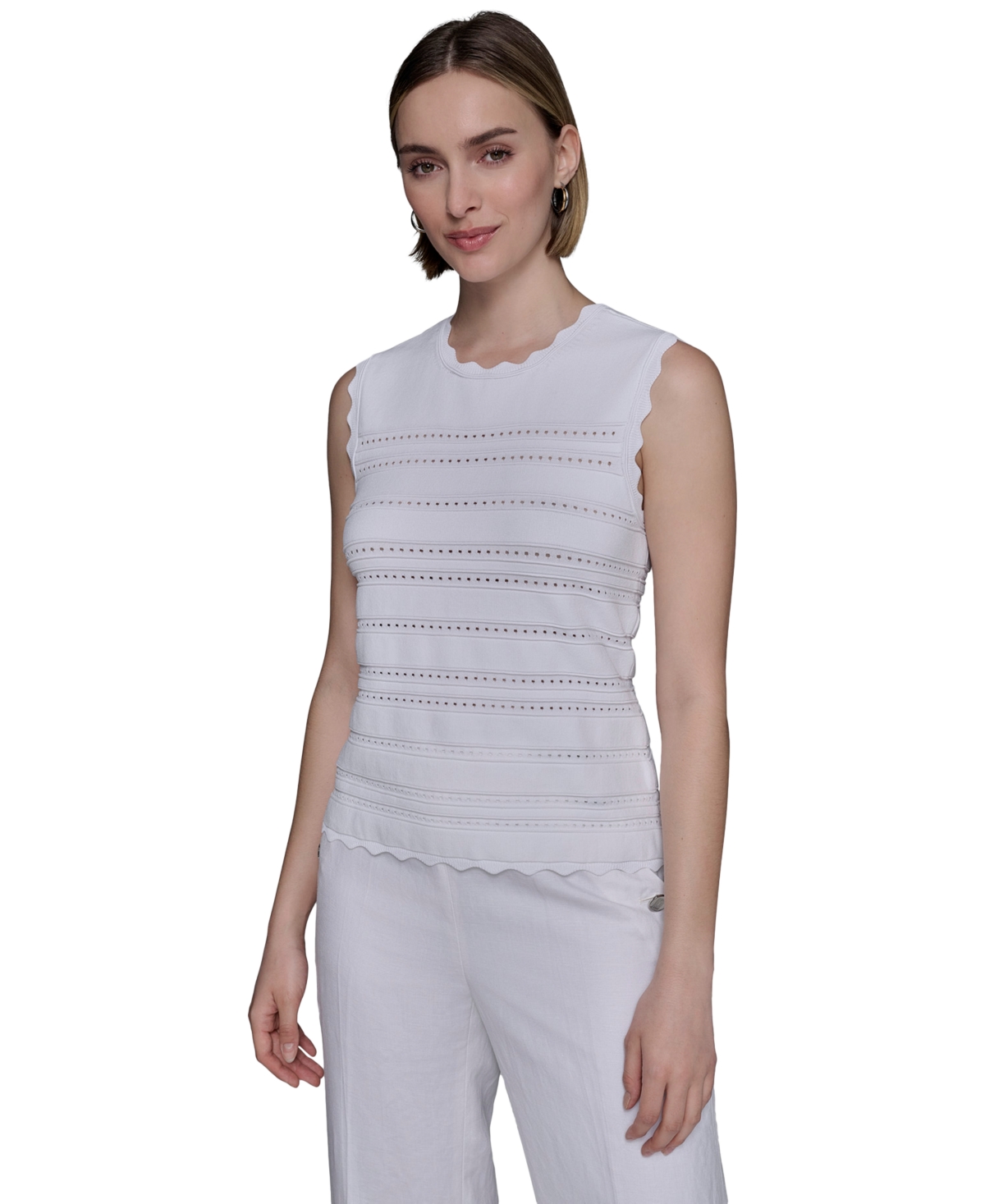 Shop Karl Lagerfeld Women's Scalloped-trim Sweater