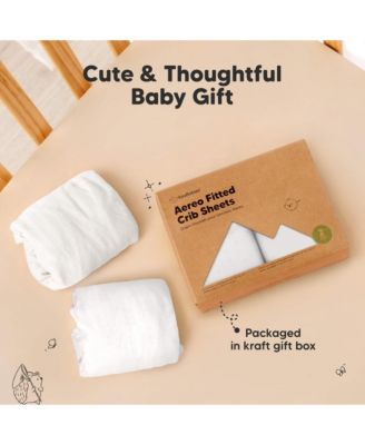 2pk Aereo Fitted Crib Sheets for Boys, Girls, 52x28 Standard Baby Crib Mattress Sheets, Bamboo Viscose Cotton