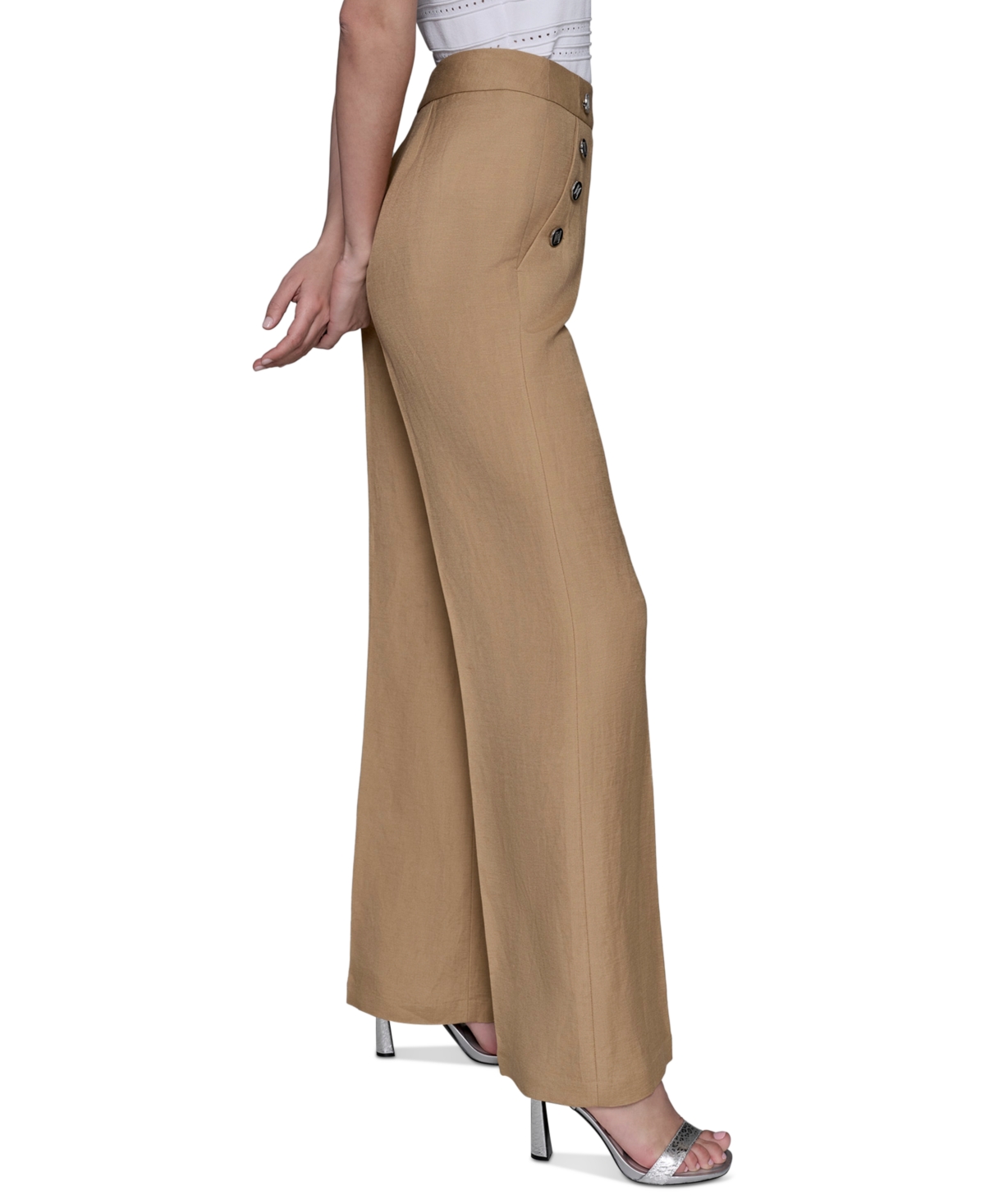 Karl Lagerfeld Women's Linen-blend Sailor Pants In Nude