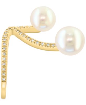 EFFY&reg; Cultured Freshwater Pearl (7-8mm) & Diamond Accent Sculptural Statement Ring in 14k Yellow Gold