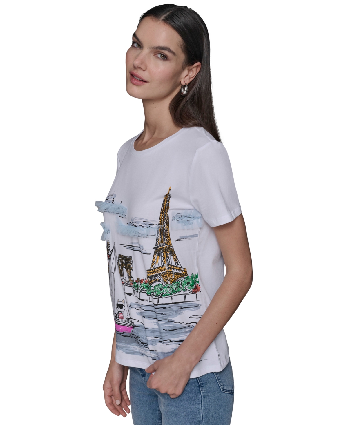 Karl Lagerfeld Petite Sailing Choupette Crewneck Tee