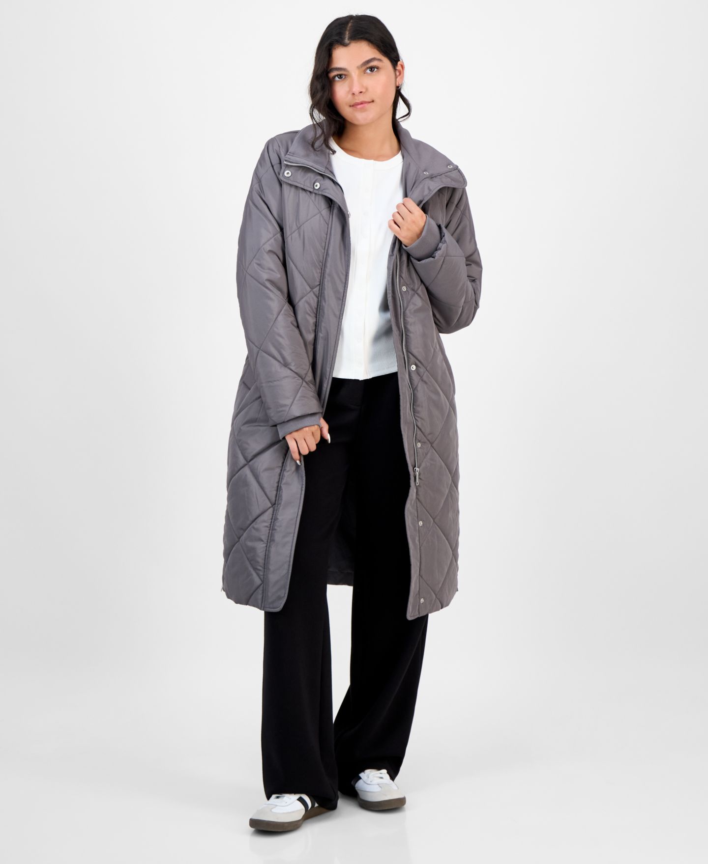 Женское пальто CoffeeShop Juniors' Shawl-Collar Quilted, цвет: Графитовый — фото 5