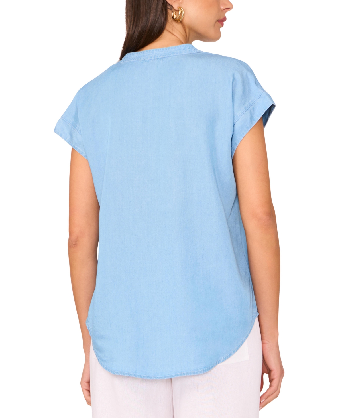 Vince Camuto V Neck Front Placket Blouse