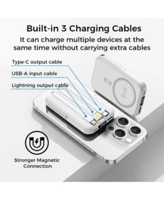 10000mAh Magnetic Power Bank w/ Stand- 3 Cables & Wireless Charging
