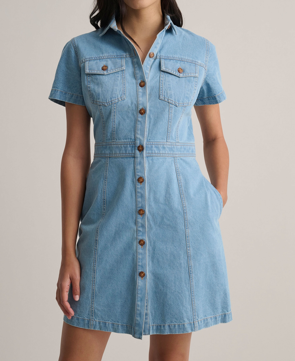 Women's Denim Short-Sleeve Renee Shirtdress - Blue
