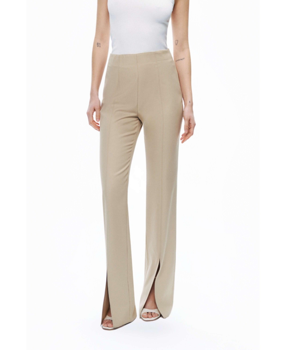 Women's Slit Detailed Pants - Beige
