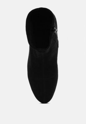 Womens Chena Rhinestones Embellished Block Heel Boots