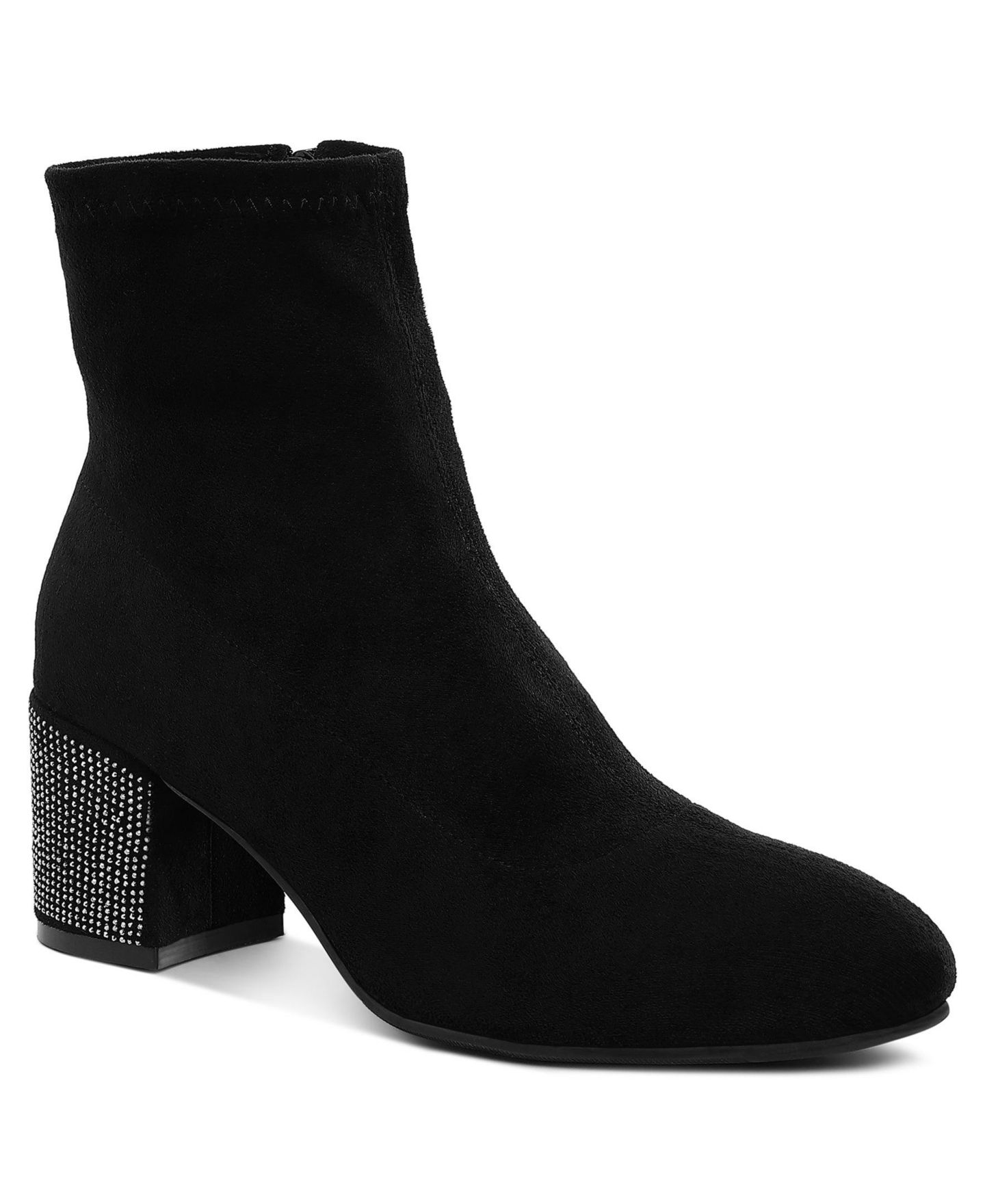 Женские ботинки Rag & Co Chena Rhinestones Embellished Block Heel, цвет: Чёрный — фото 4