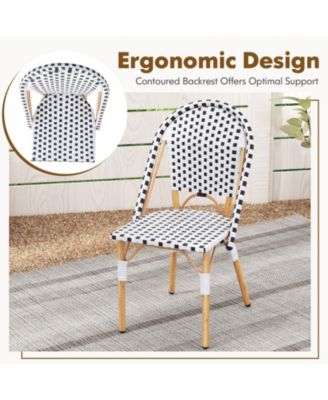 French Bistro Chair Set of 2 with Galvanized Metal Framex