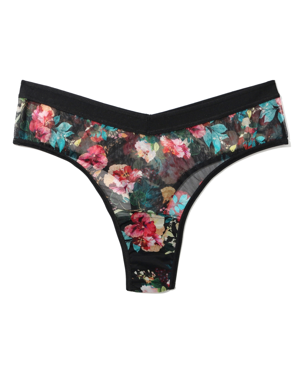 Hanky Panky Women's Mesh High Cut Thong In Black