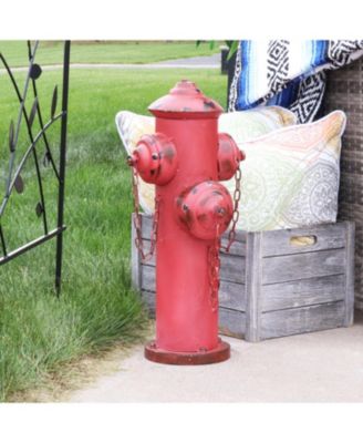 Metal Fire Hydrant Outdoor Garden Statue Decor with Red Finish