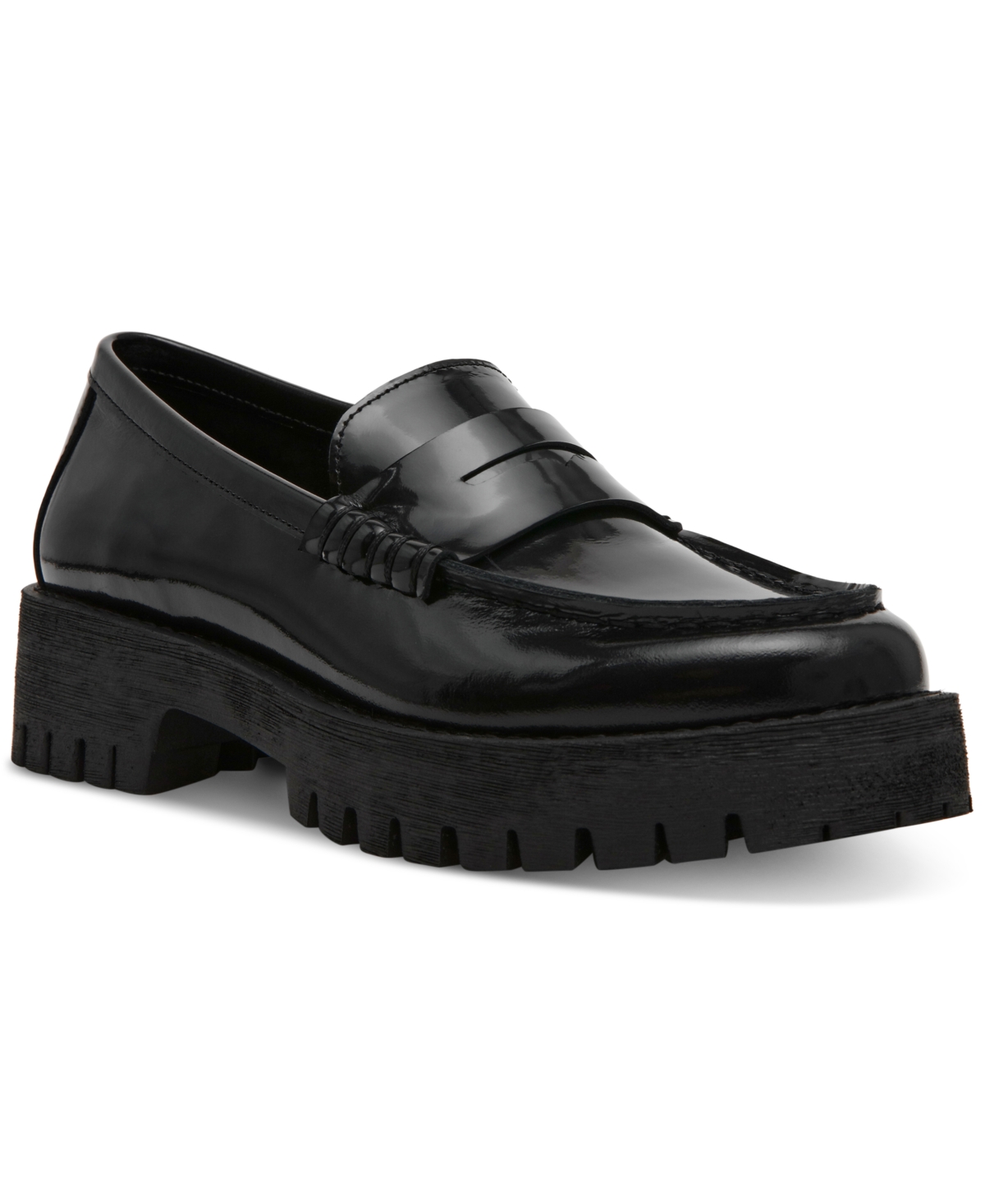 Steve Madden Women's Langsten Lug-sole Tailored Loafers In Black