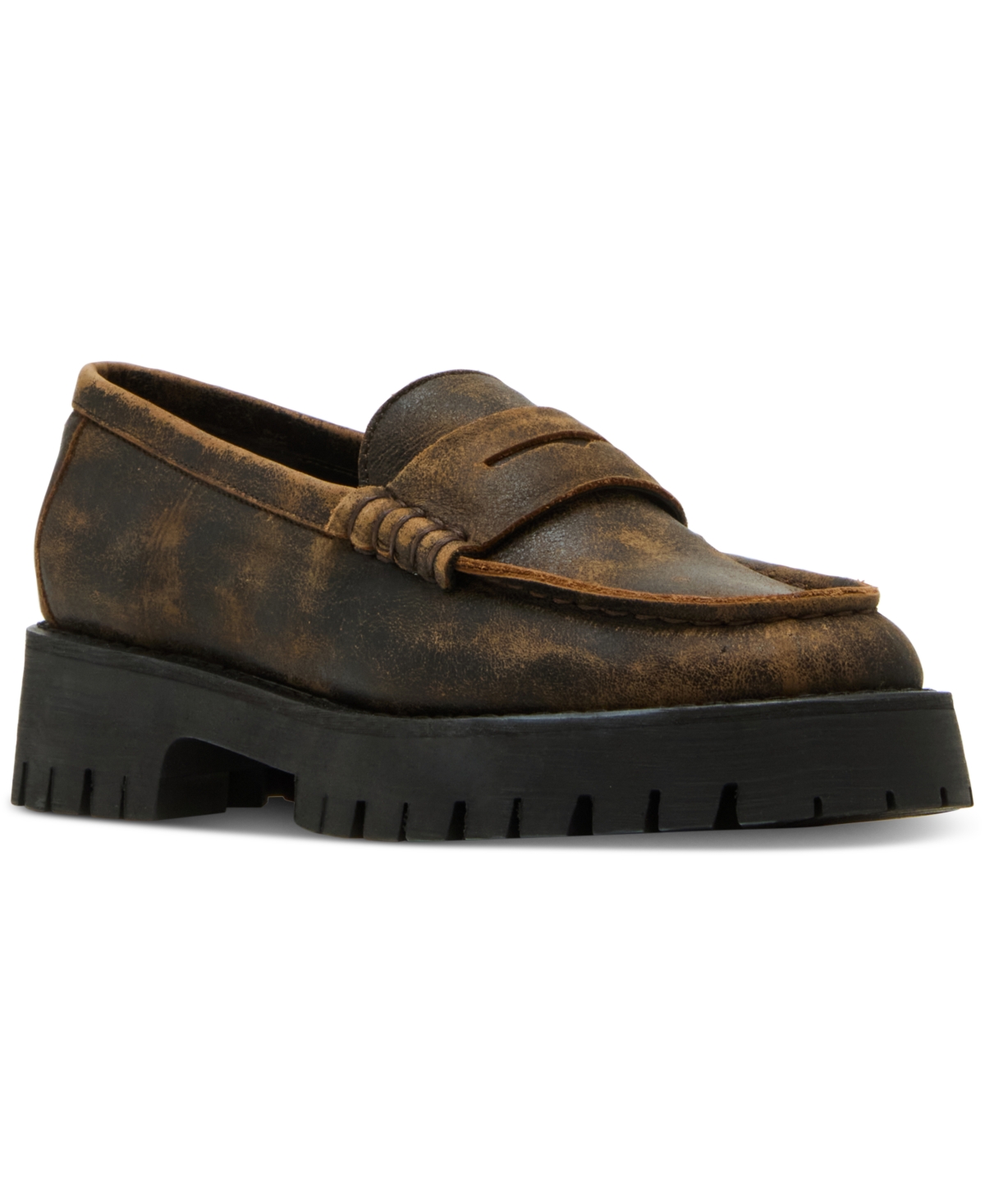 Steve Madden Women's Langsten Lug-sole Tailored Loafers In Brown