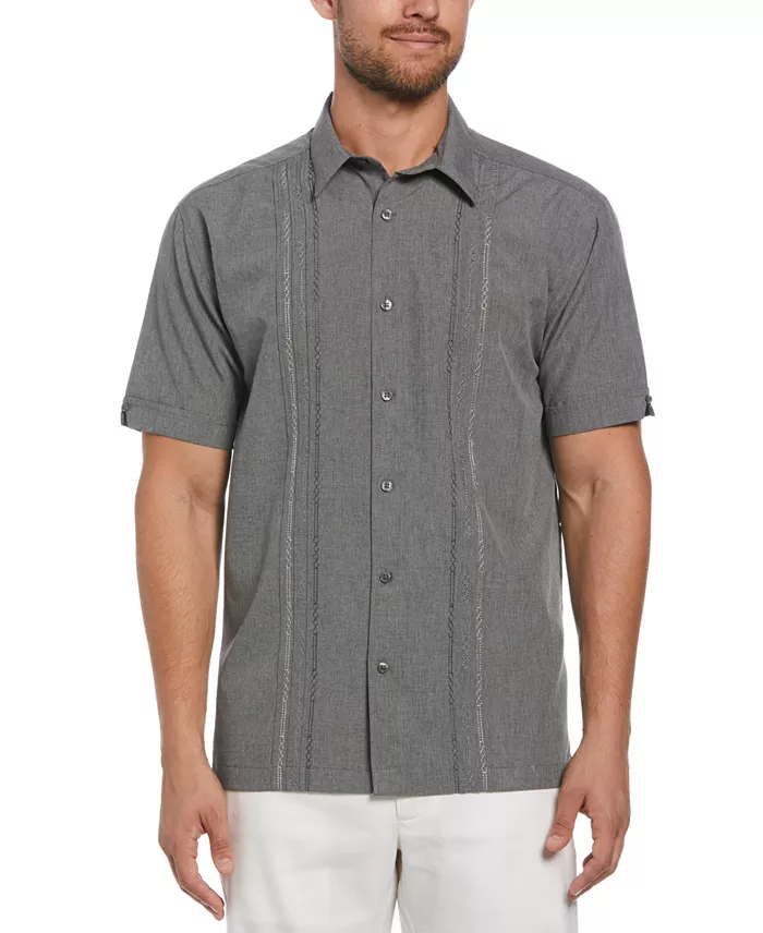 Men's Geo Embroidered Panel Chambray Shirt