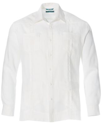 Men's 100% Linen Long Sleeve 4 Pocket Guayabera Shirt
