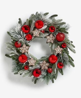 Holiday Lane - Heritage Pine And Red Ornaments Wreath