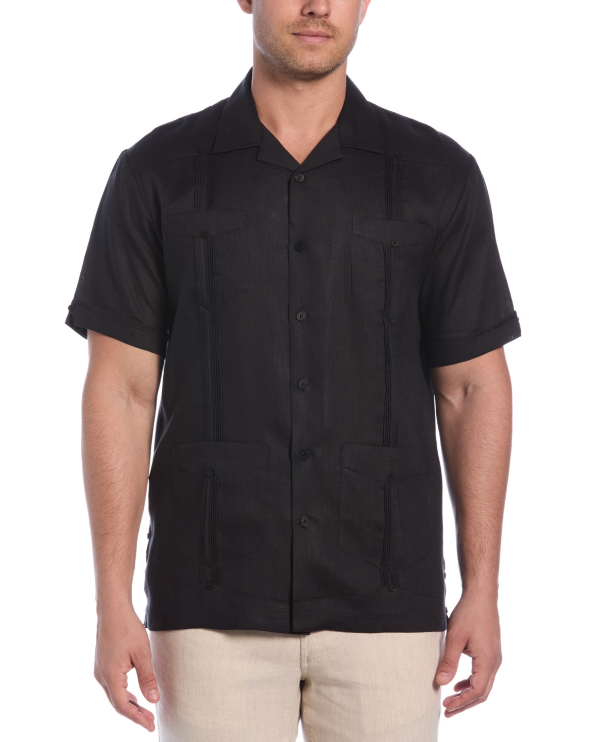 Men's 100% Linen Short Sleeve 4 Pocket Guayabera Shirt - Cashmere Blue