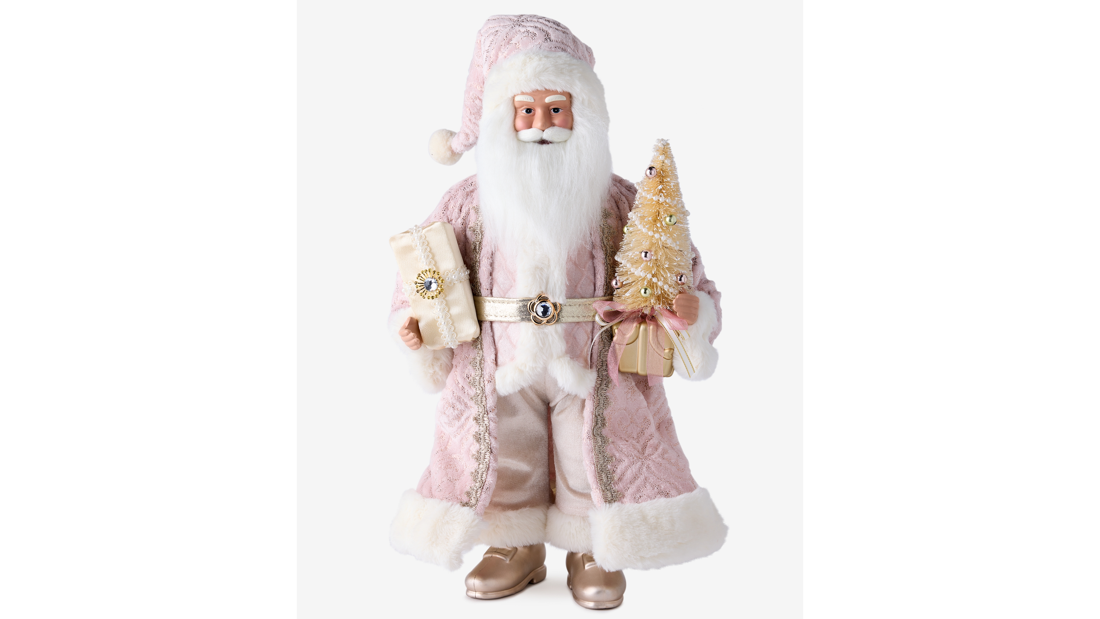 Holiday Lane Opulence Caucasian Santa With Gold Gifts, Macy's Exclusive
