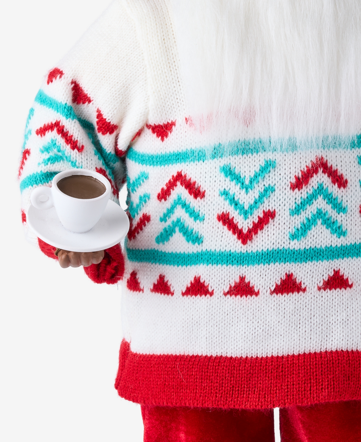 Holiday Lane Whimsy African American Santa In Sweater With Coffee, Macy's Exclusive