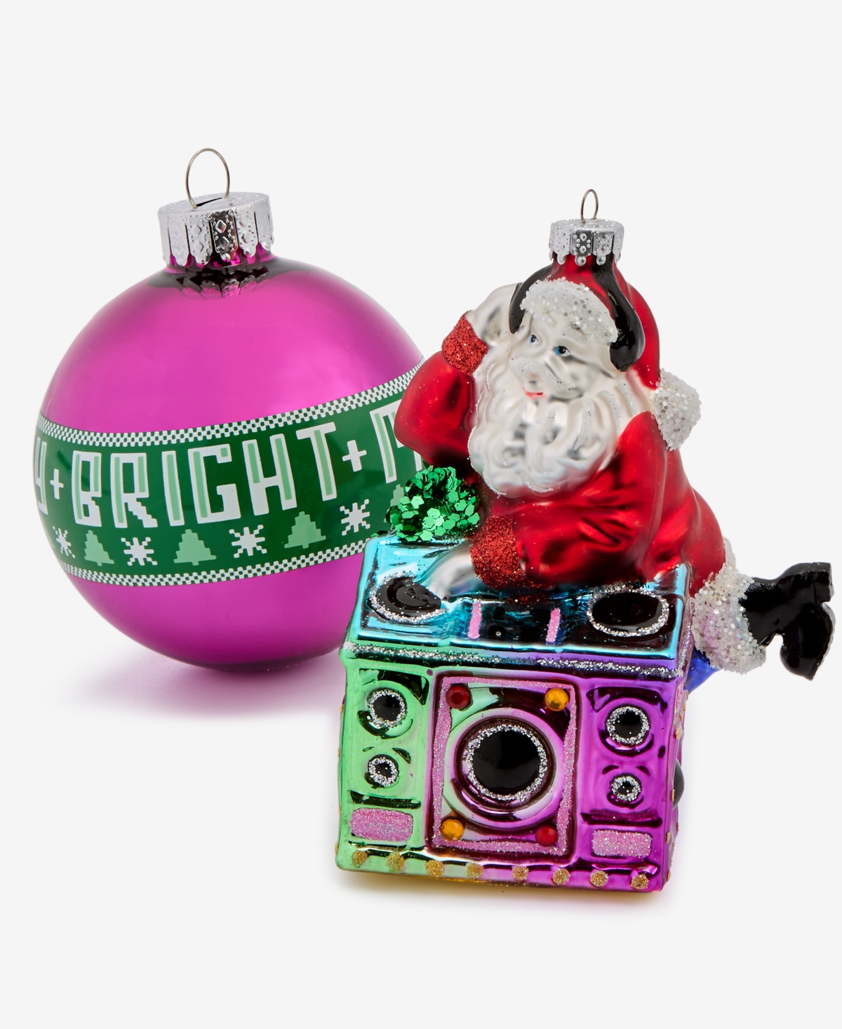 Holiday Lane Whimsy Set Of 4 Glass Ornaments, Macy's Exclusive In Multi