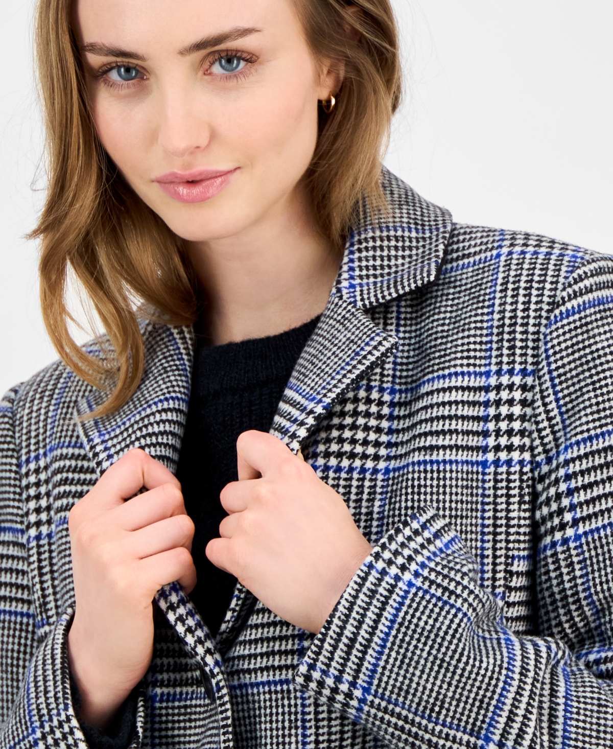 Maralyn & Me Trendy Plus Size Single-breasted Walker Coat In Gray