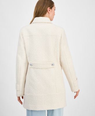 Juniors' Button-Front Boucl&eacute; Coat