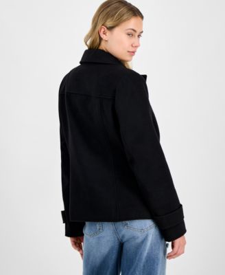 Juniors' Double-Breasted Collared Coat