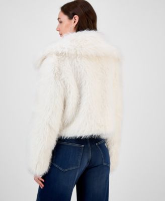 Juniors' Cropped Faux-Fur Coat