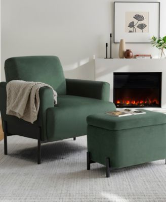 24" Velvet Kyoto Small Storage Ottoman