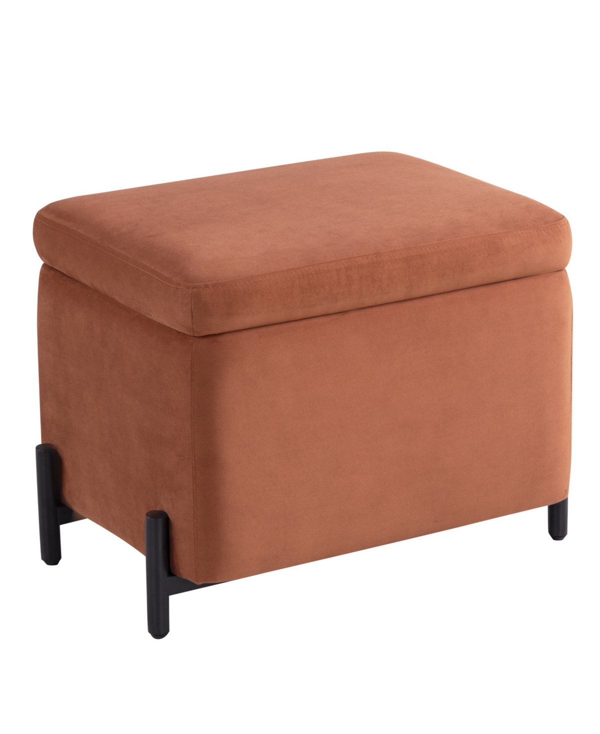 Lifestyle Solutions 24" Velvet Kyoto Small Storage Ottoman In Brown