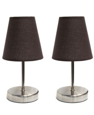 10.5" Metal Iconic Duo Mini Sand Nickel Table Lamp Set