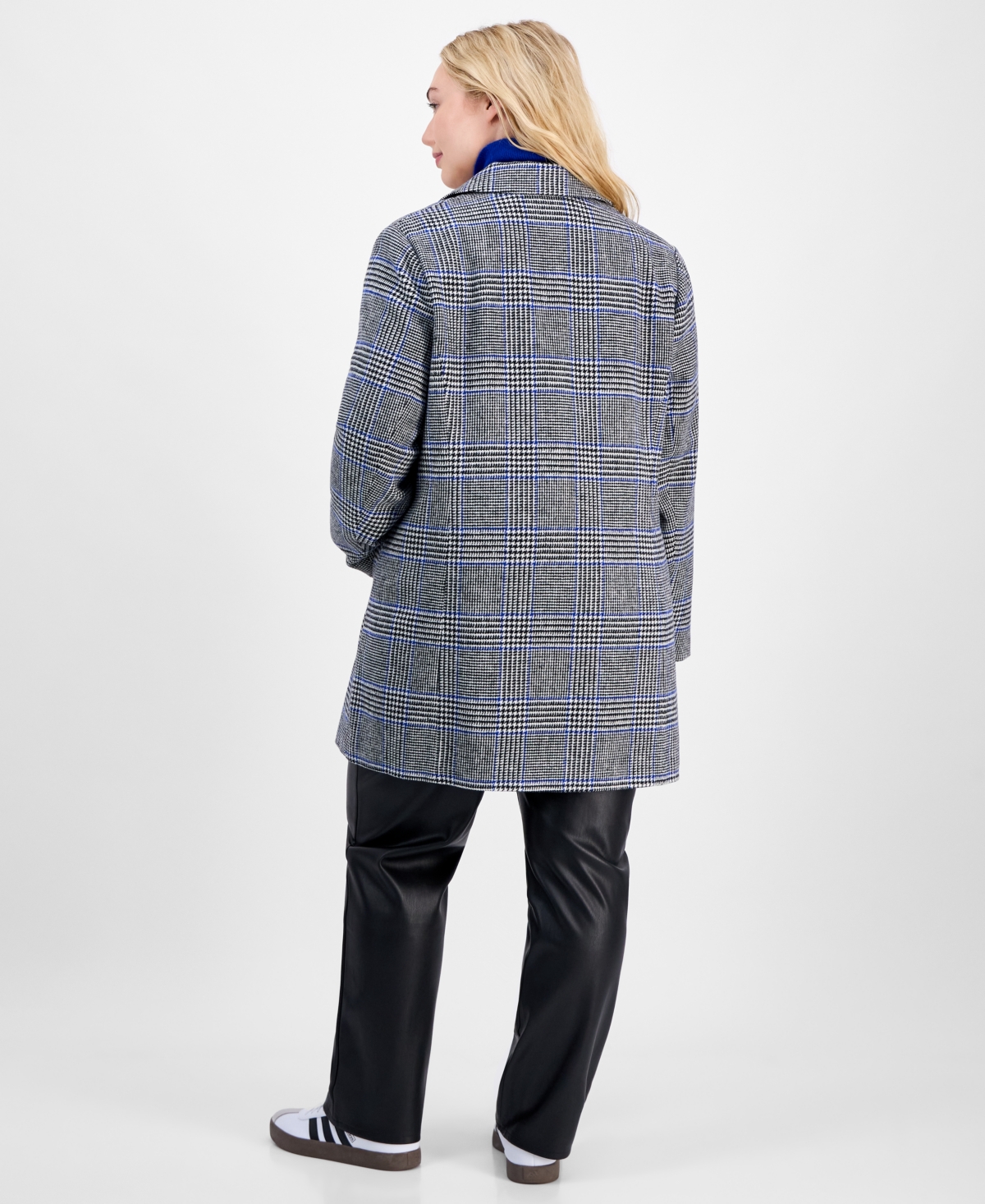 Maralyn & Me Trendy Plus Size Single-breasted Walker Coat In Gray